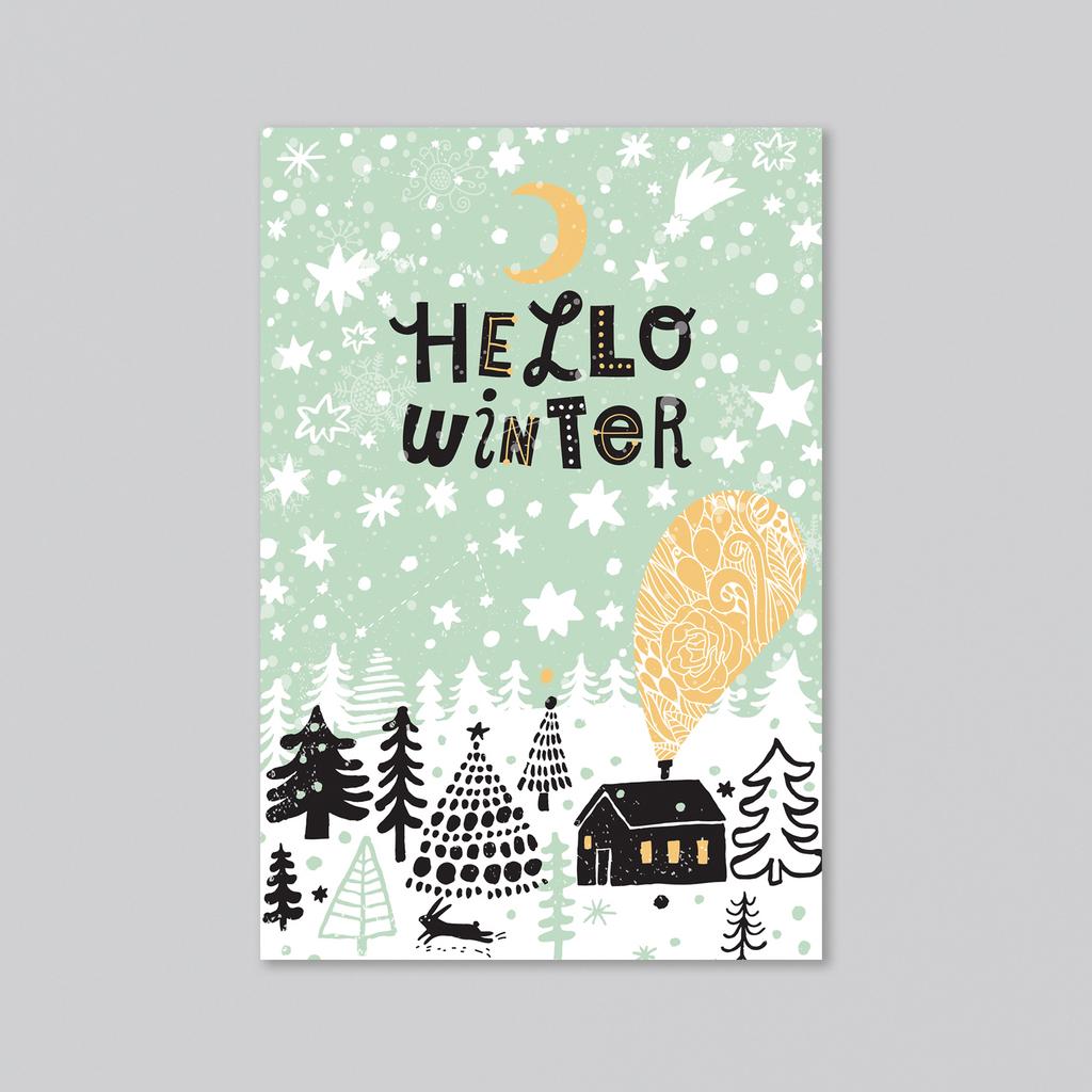 Hello winter - оптовая открытка - 20 штук