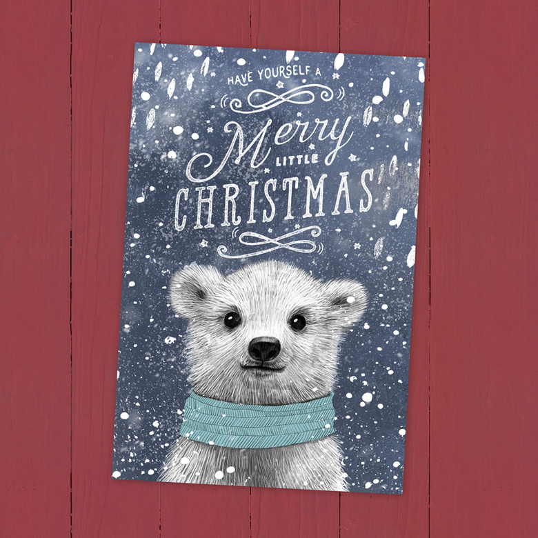 Little Christmas bear - открытка