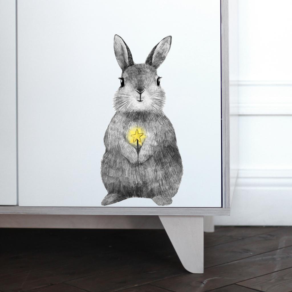Зайчик с волшебной палочкой - стикер интерьерный