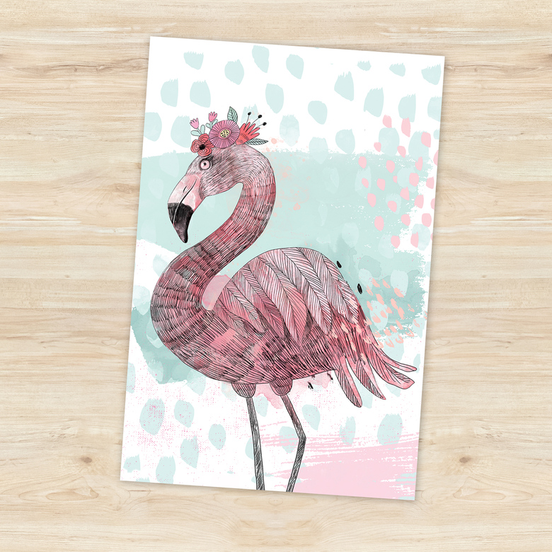Розовый фламинго - открытка