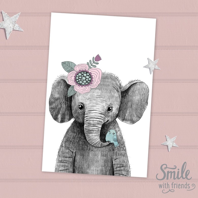 Малышка слоник - открытка