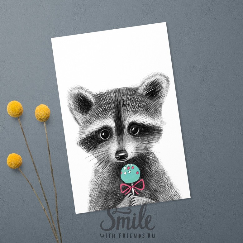 Малыш енотик - открытка