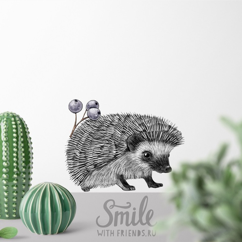 Маленький ежик - стикер интерьерный