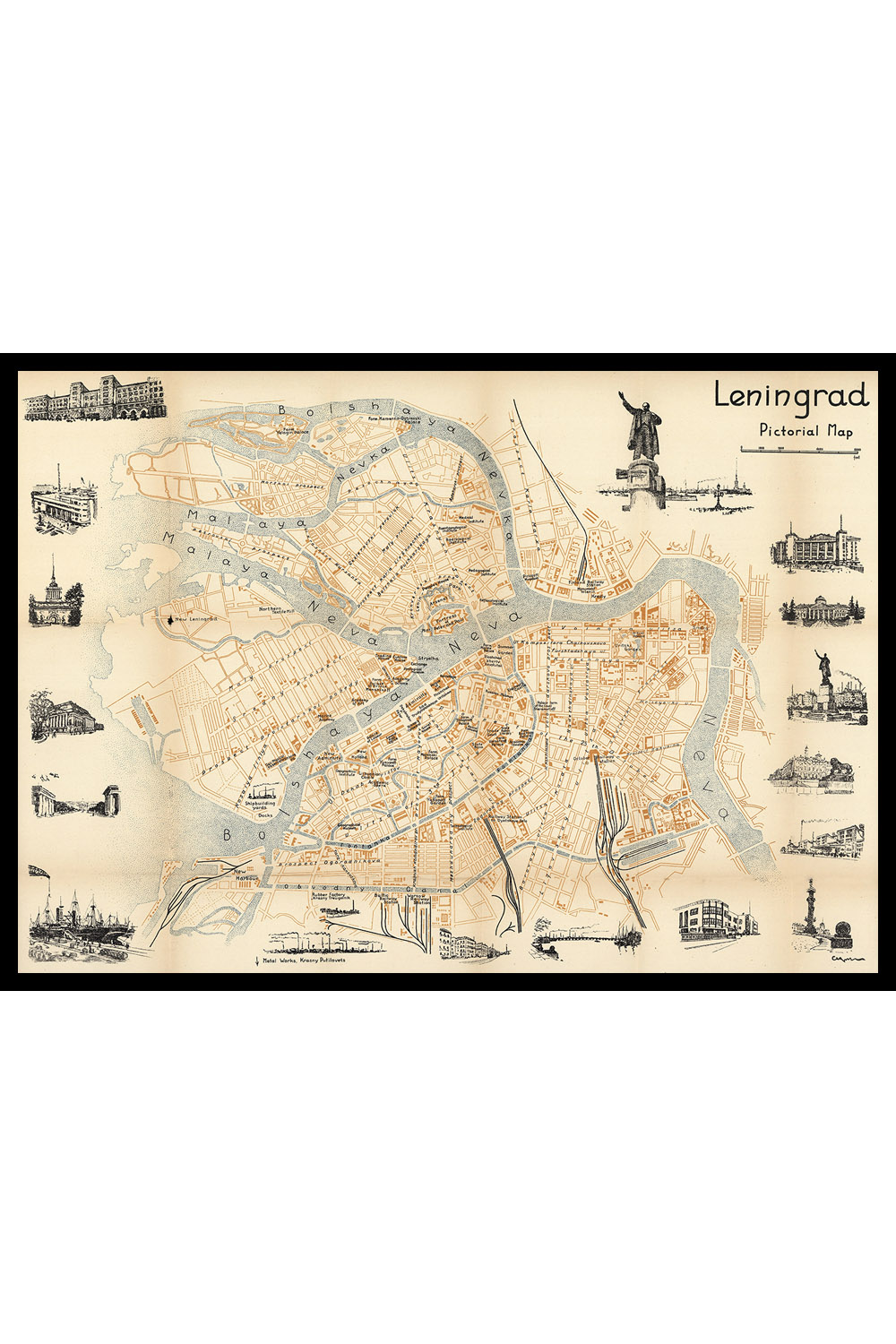 Постер Карта Ленинграда 1930 Г.