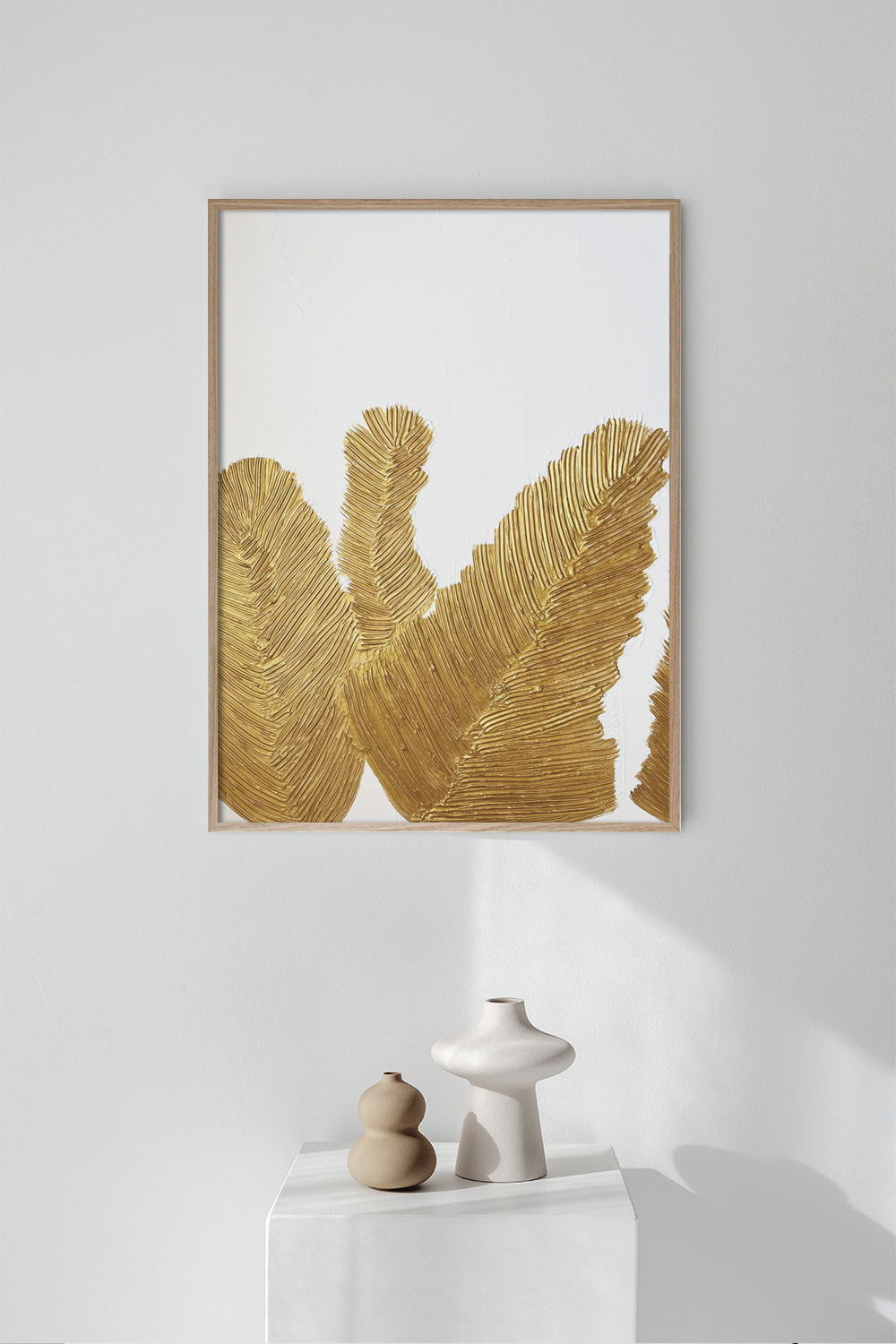 Картина для интерьера объемная в рамке Золотые Листья #1