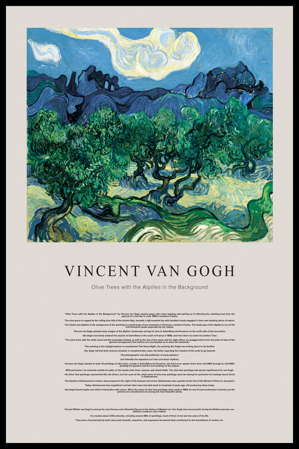 Постер Vincent van Gogh Olive Trees with the Alpilles in the Background