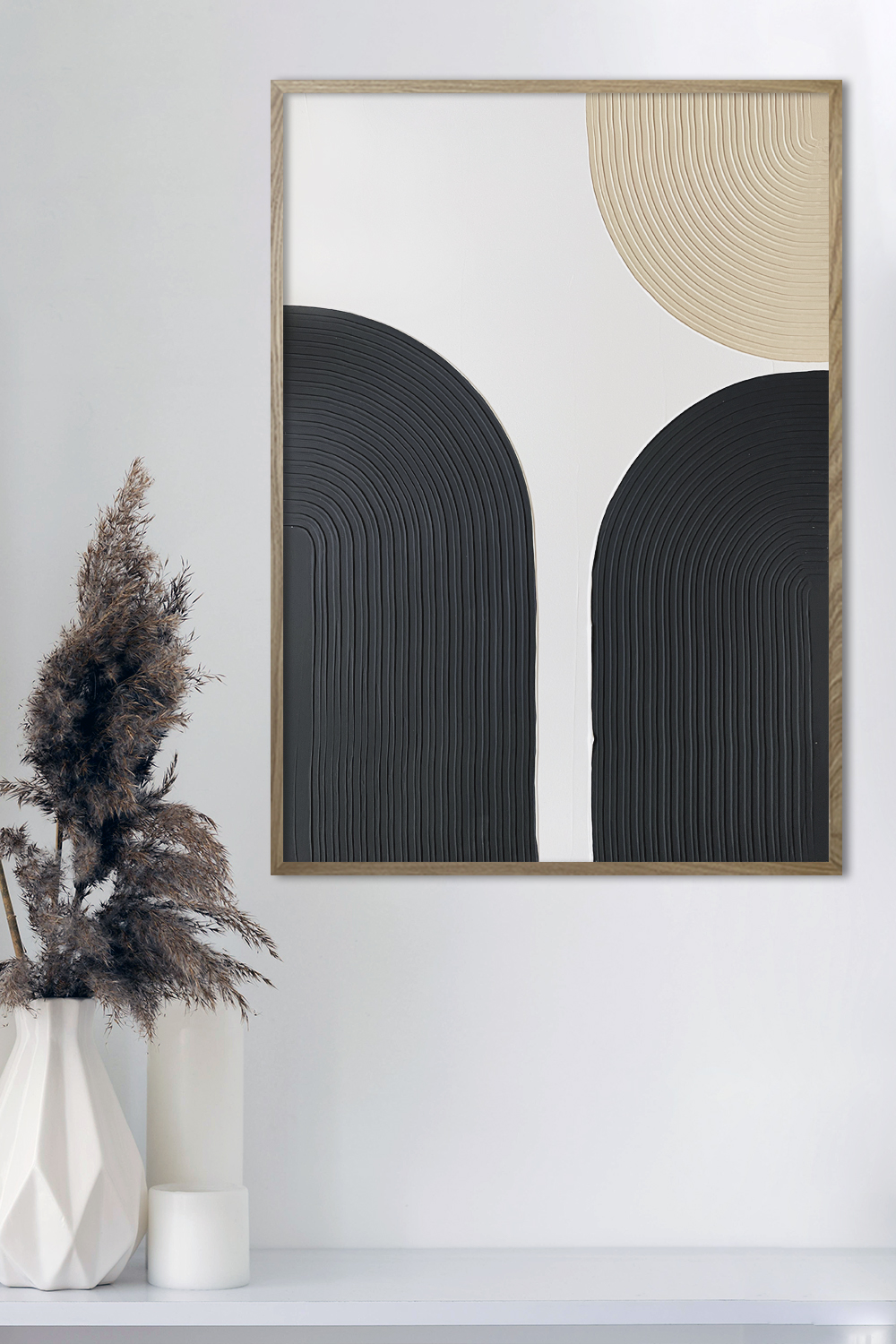 Картина для интерьера рельефная DECORMARKT Арки бежевые и черные №2