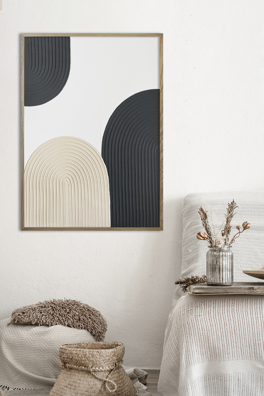 Картина для интерьера рельефная DECORMARKT Арки бежевые и черные