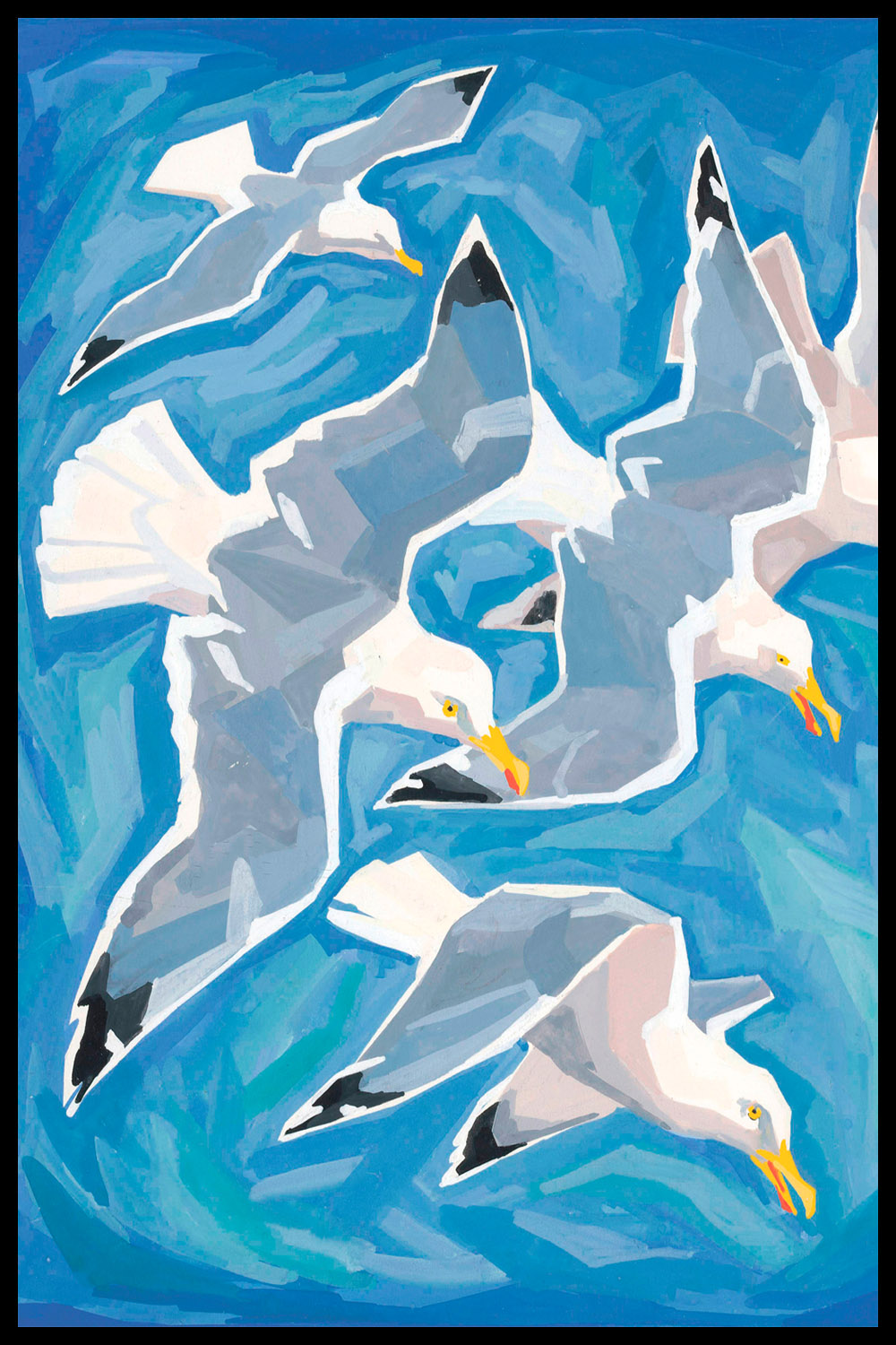 Постер Five Flying Seagulls