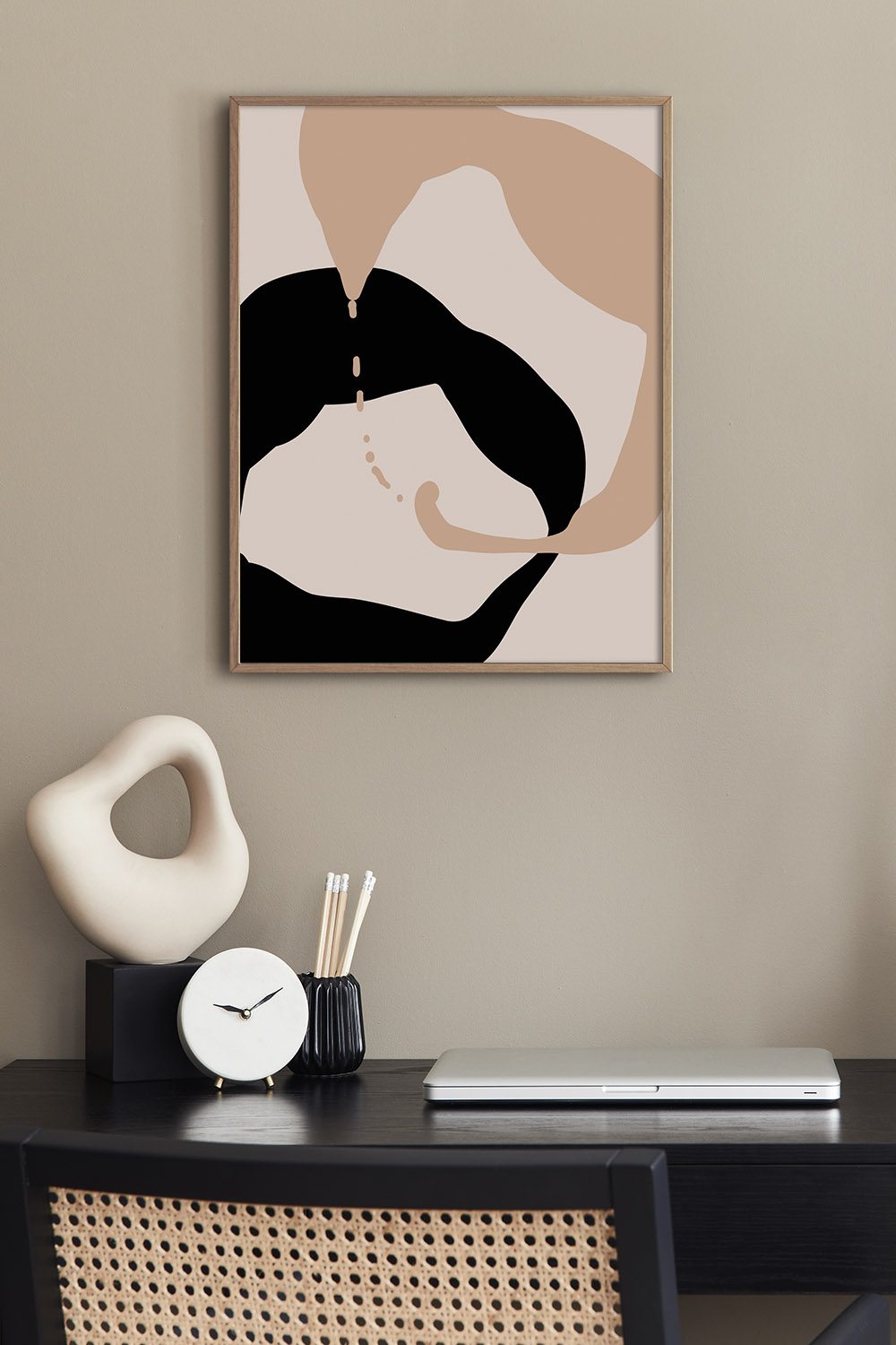 Постер Абстракция Черно-Бежевая №2