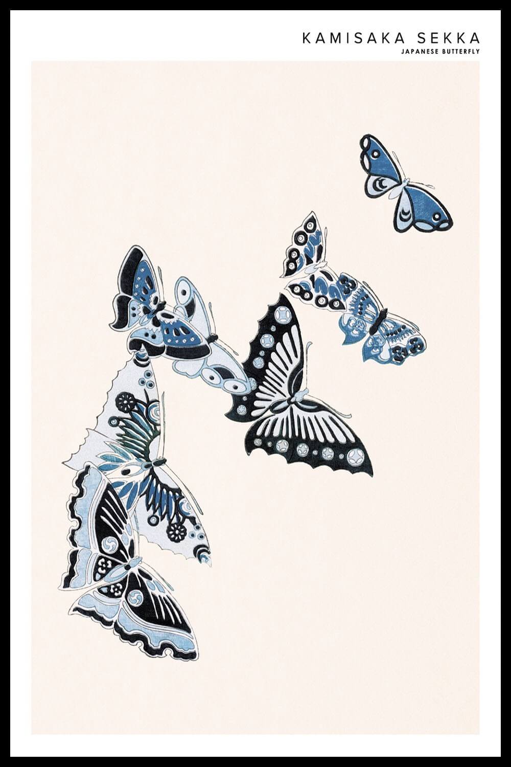 Постер Japanese butterfly Kamisaka Sekka