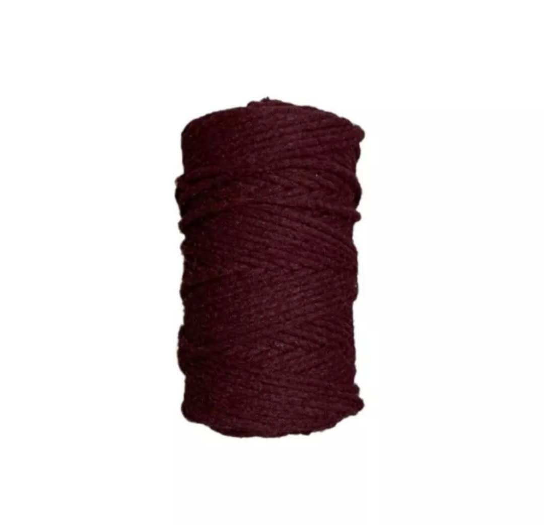 Шнур хлопковый. Бордовый (длина 100м, ширина 5 мм)