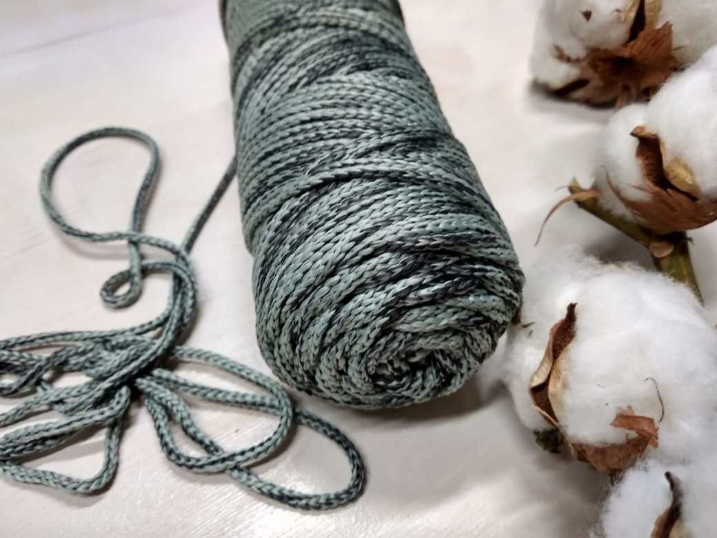 Полиэфирный шнур меланжевый "серо-зеленый+темно-серый" (длина 100 м, диаметр 3 мм)
