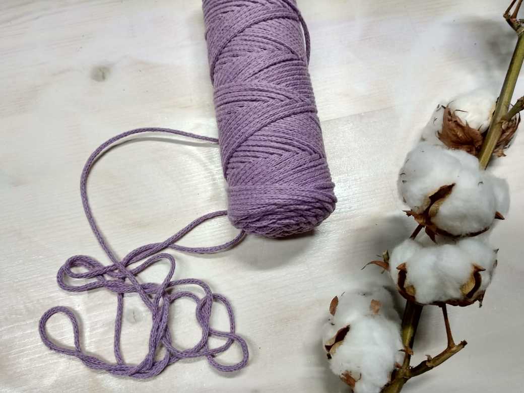 Хлопковый шнур "сиреневый" (длина 100м, диаметр 3мм)