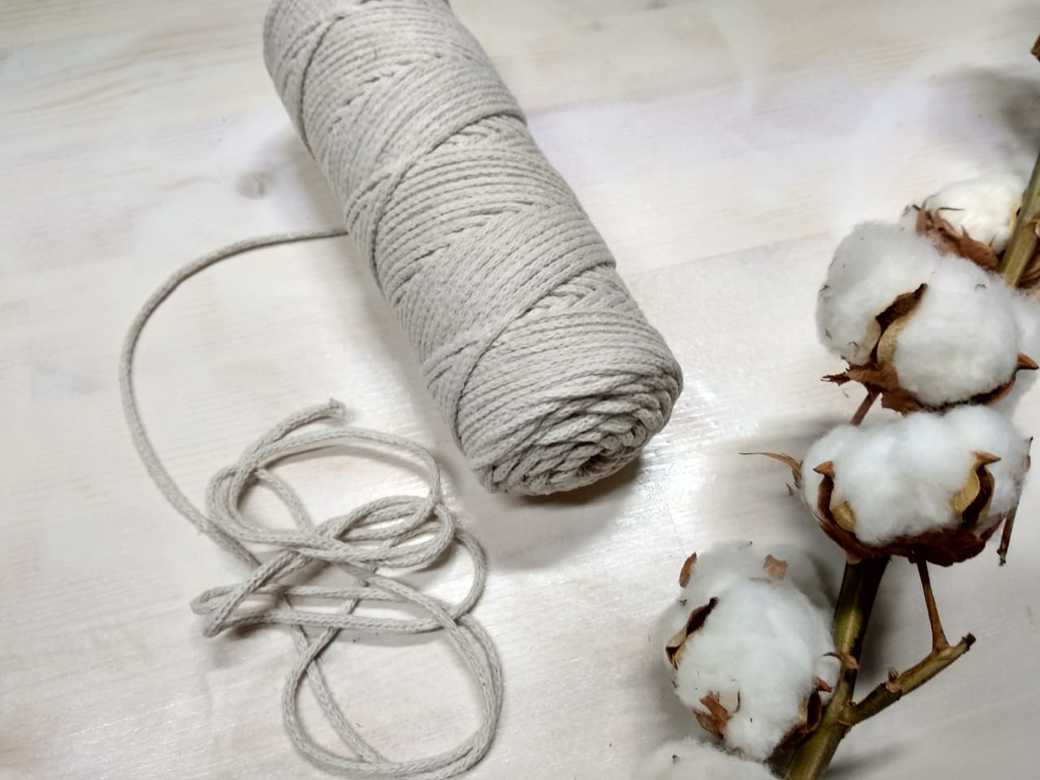 Хлопковый шнур "кремовый" (длина 100м, диаметр 3мм)