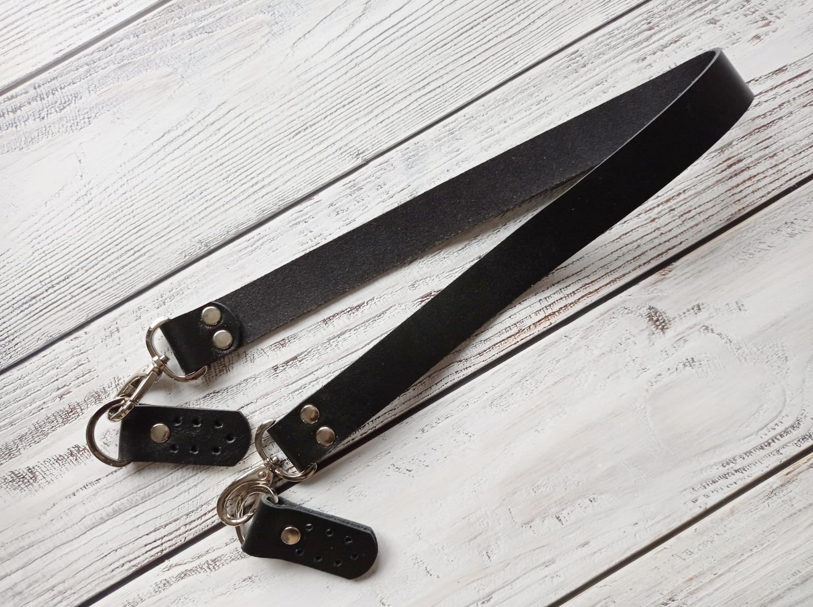 Ремень для сумки 68 см с ручкодержателями. Черный. Никель. Натуральная кожа