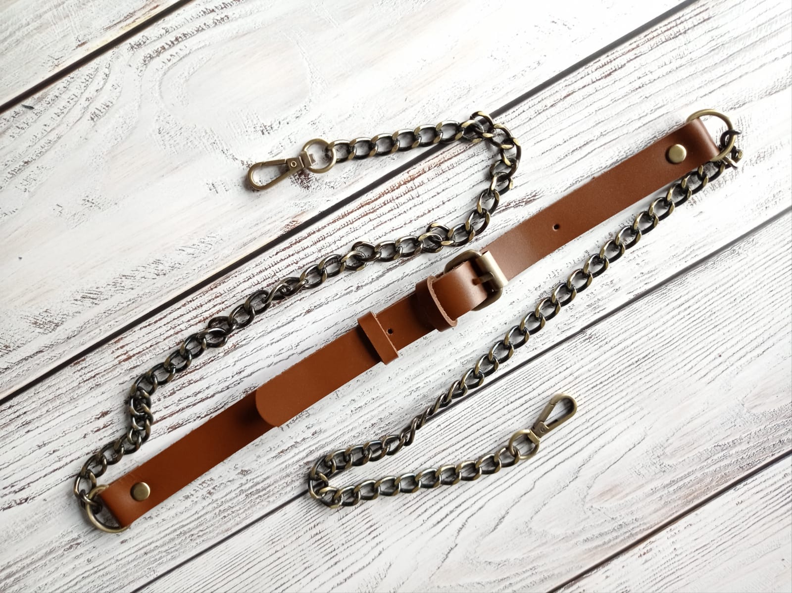 Комбинированный ремень с регулировкой. Молочный шоколад. Бронза