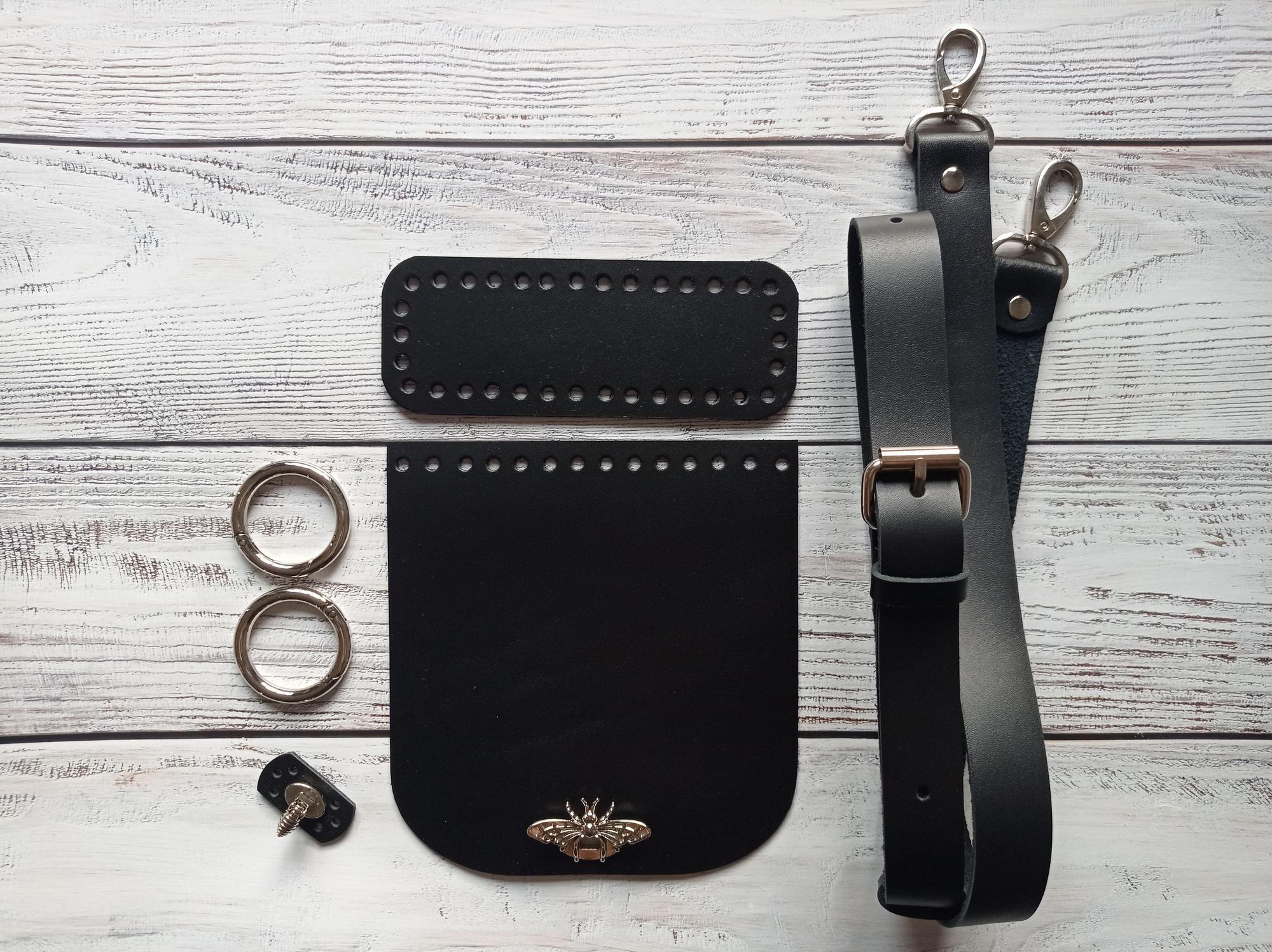 Набор для сумочки c замком-бабочка. Черный. Никель