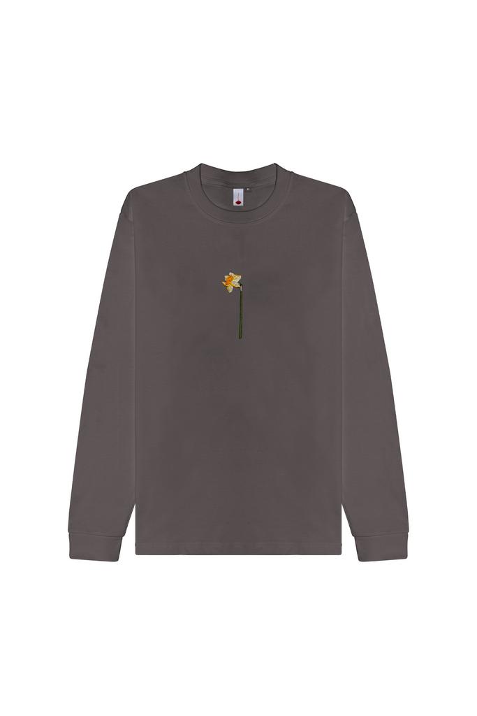 Лонгслив Гербарий Нарцисс серый