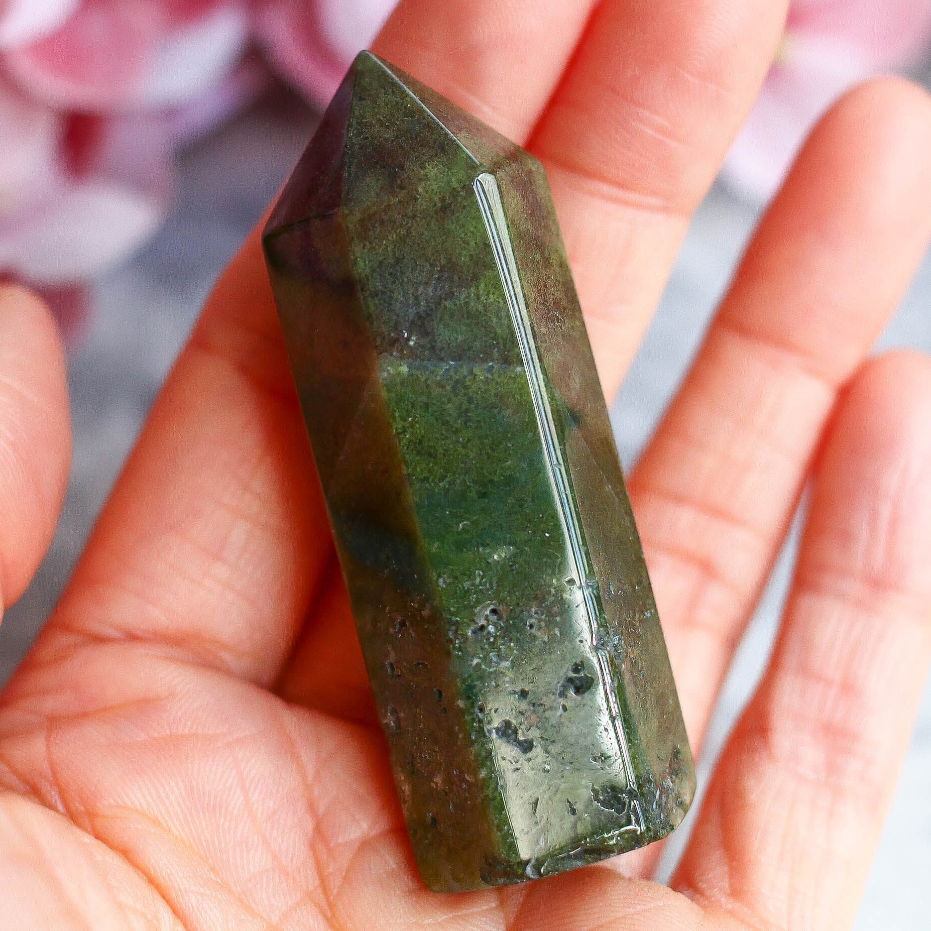 Гелиотроп / Индийский агат в форме кристалла-генератора