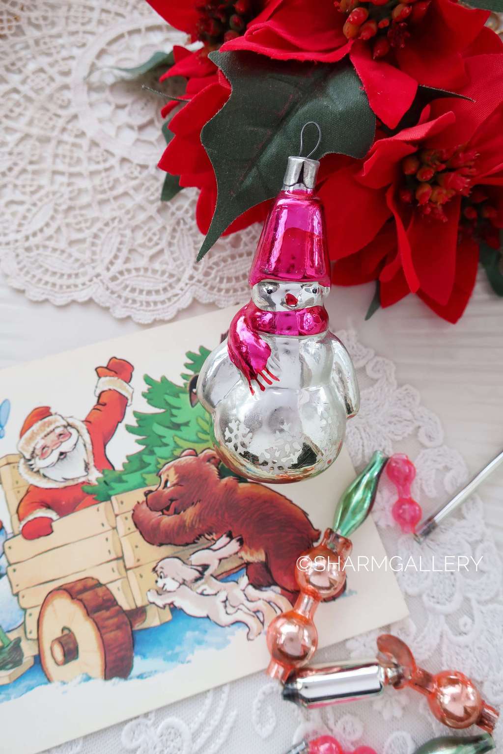 Снеговик. №3. Елочная игрушка, стекло, СССР.