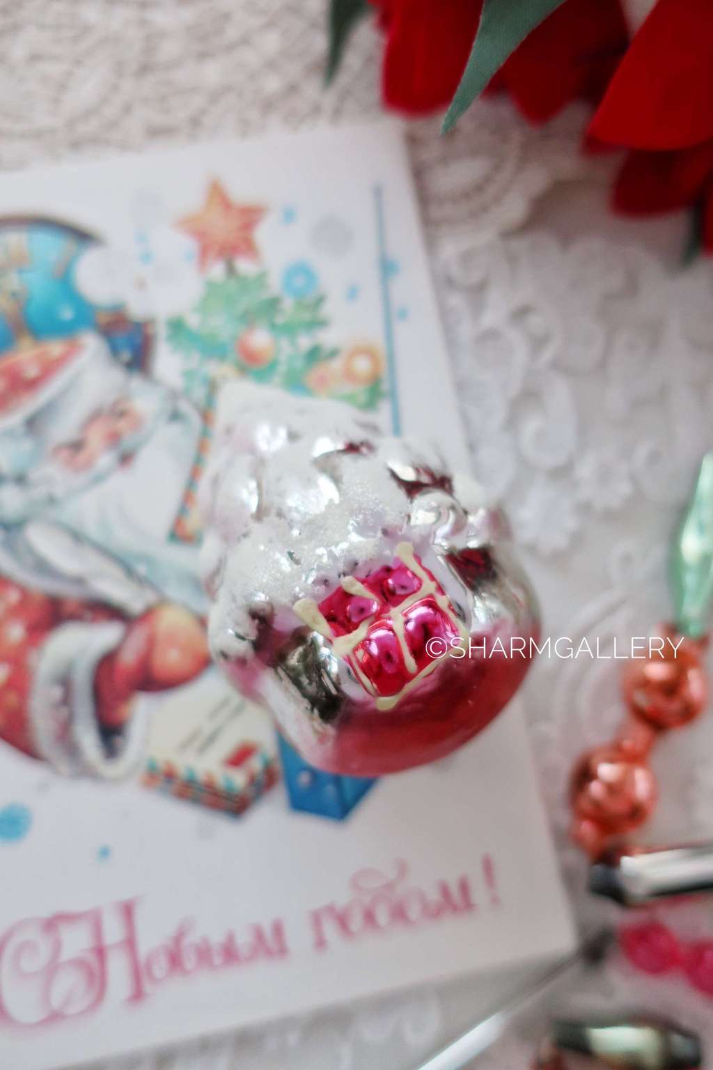 "Избушка", домик. №6. Елочная игрушка, стекло. СССР.