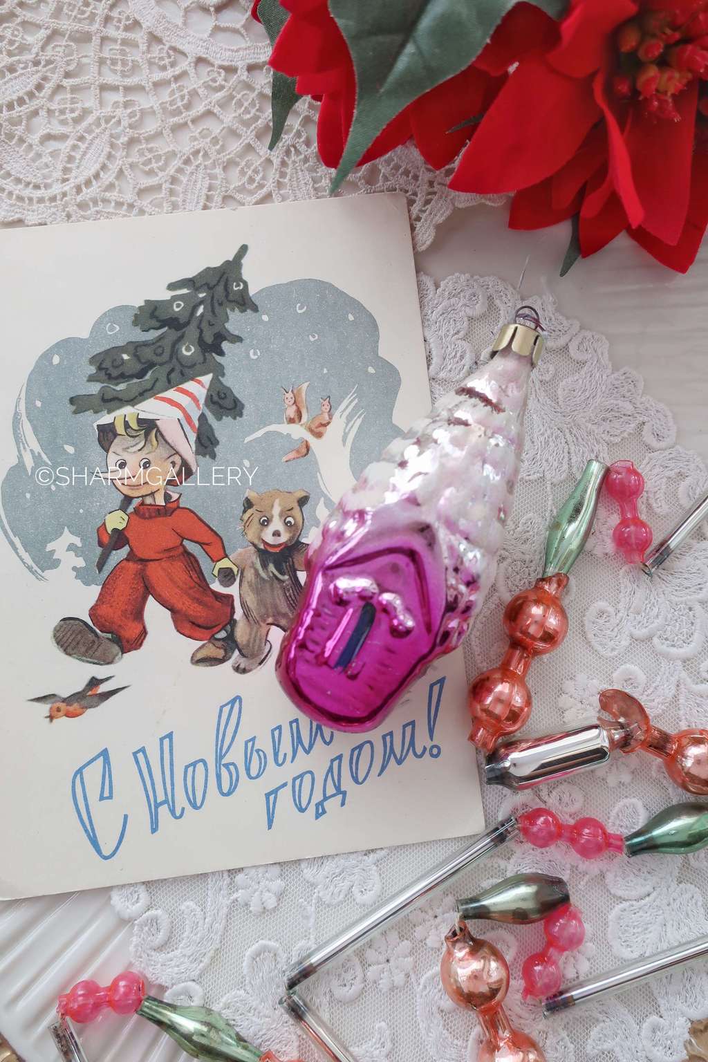 "Избушка", домик. №7. Елочная игрушка, стекло. СССР.