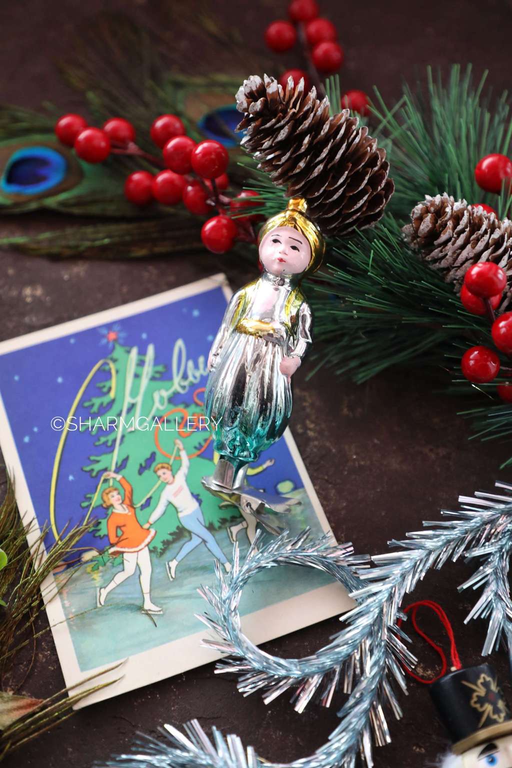 Алладин. №9. Елочная игрушка, стекло на прищепке. СССР.