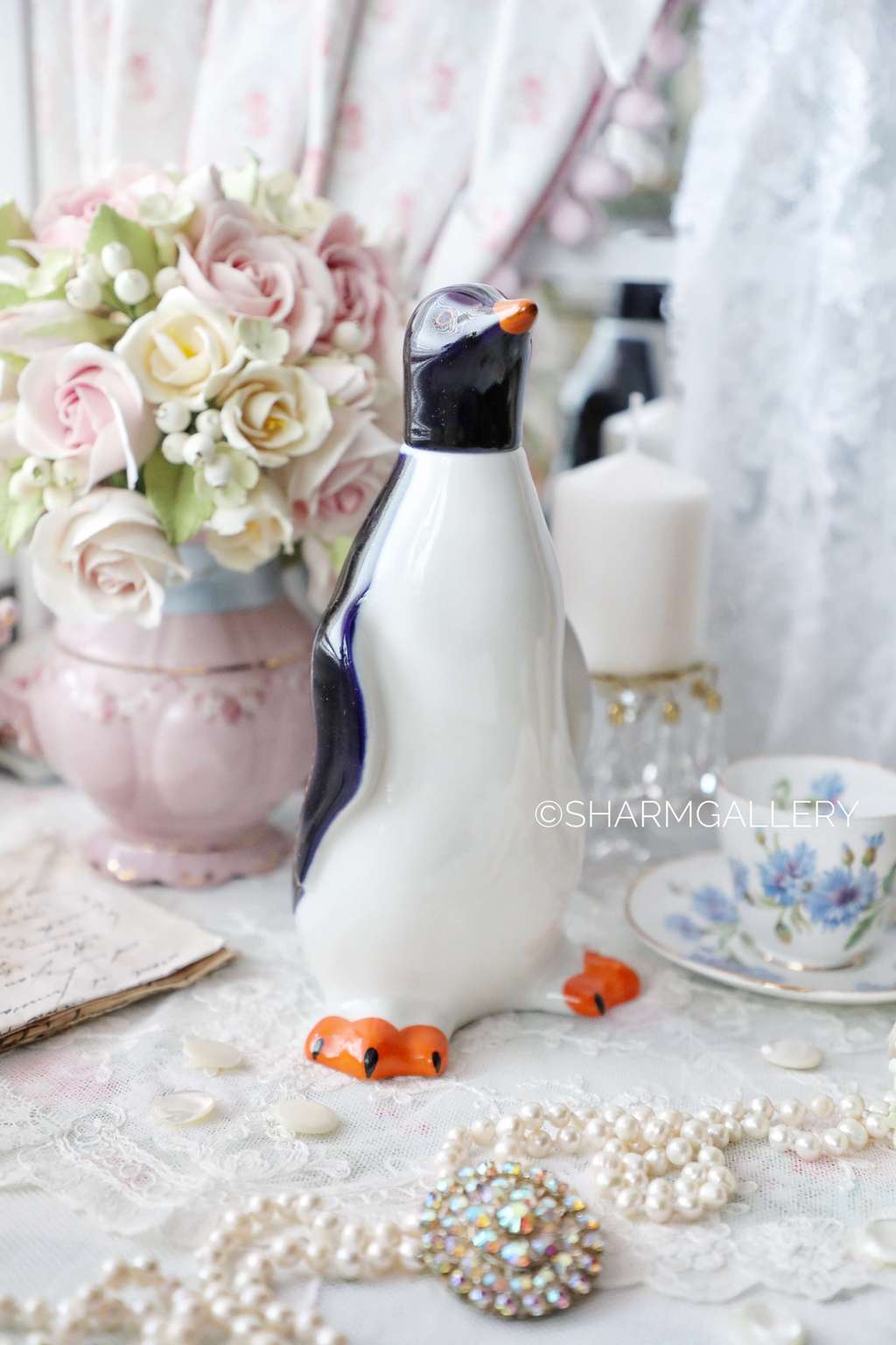 Штоф/Графин Пингвин большой, 22см.. Фарфор, ЛФЗ, СССР.