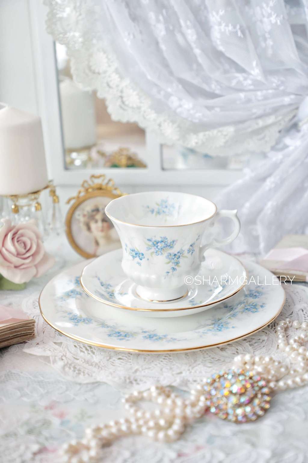 Чайная тройка  «Незабудки», фарфор ROYAL STANDARD Англия 1970г.