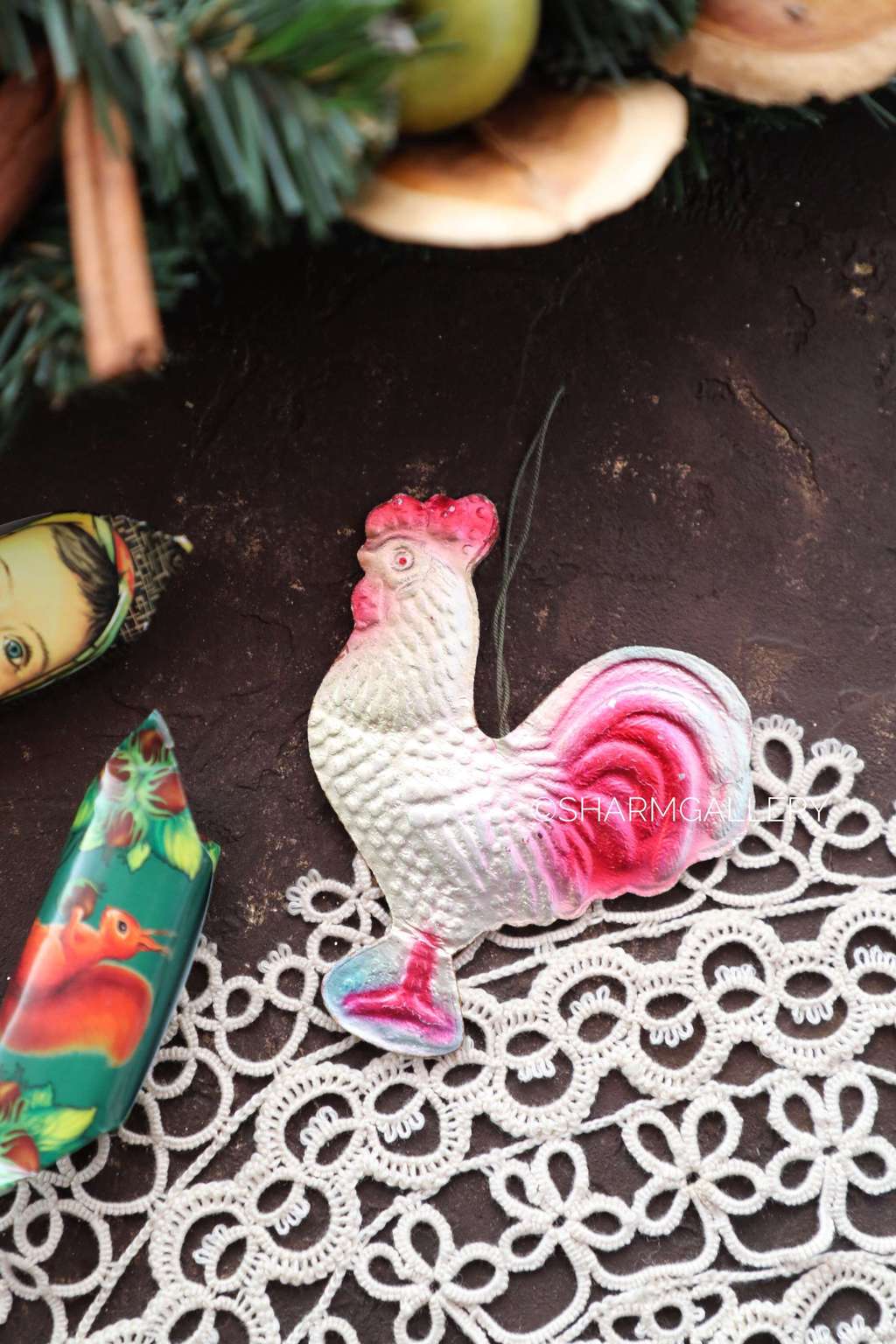 Петушок. Елочная игрушка картонаж, СССР.