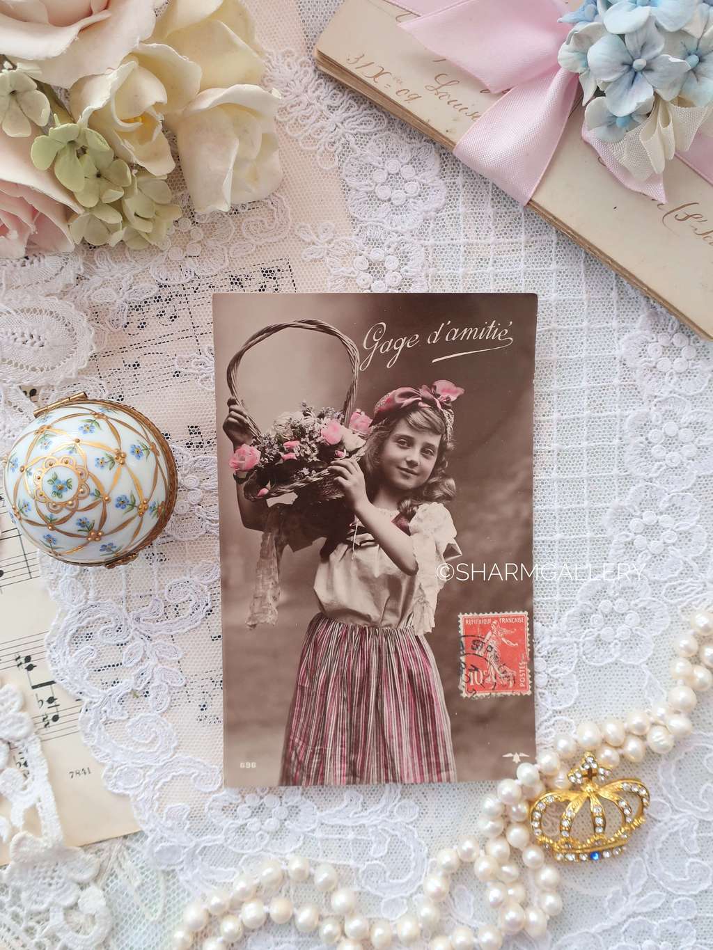 Открытка, антикварная №151 серия «Дети» Франция, подписана.