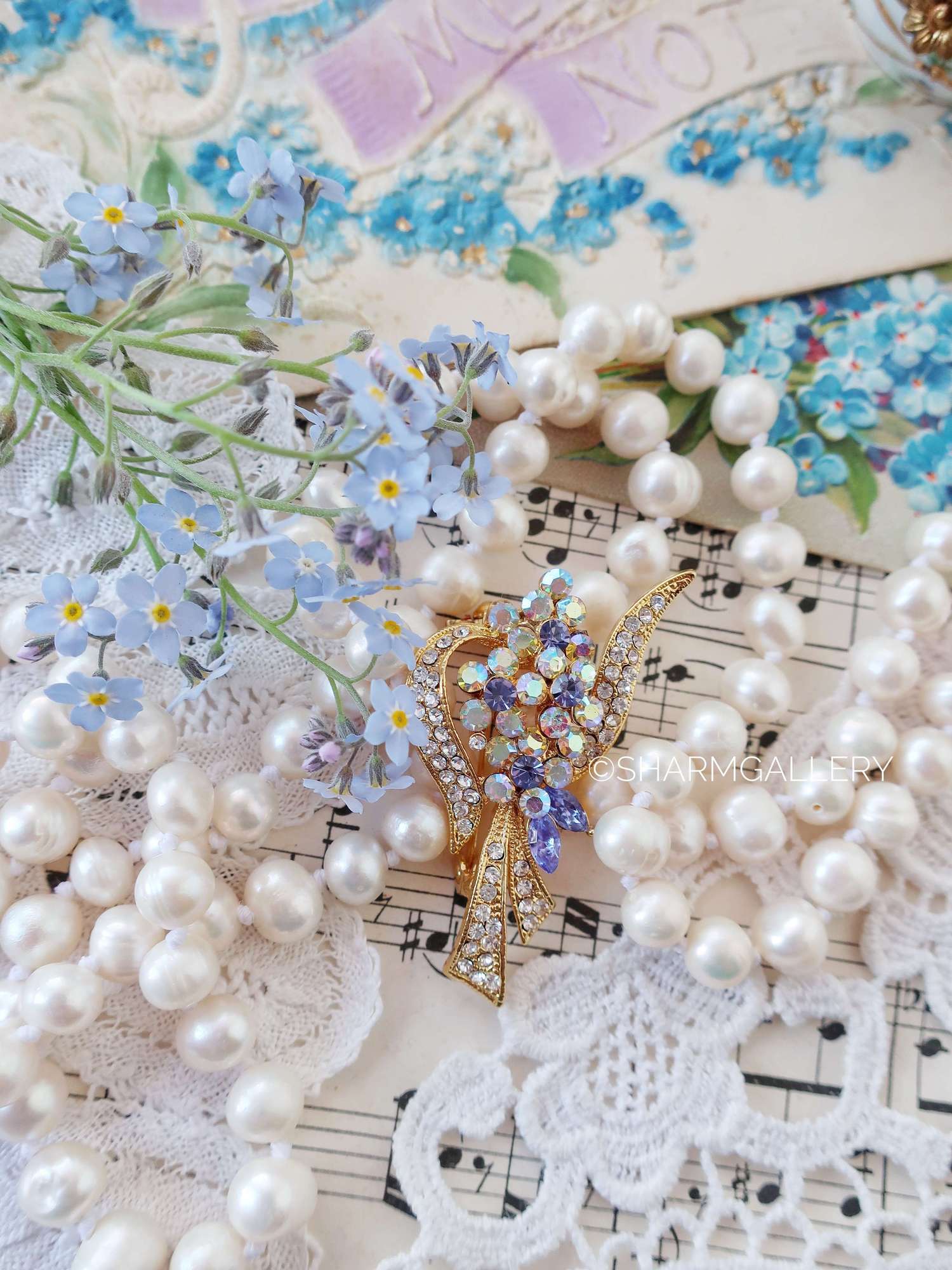 Брошь  Незабудки. Винтаж.