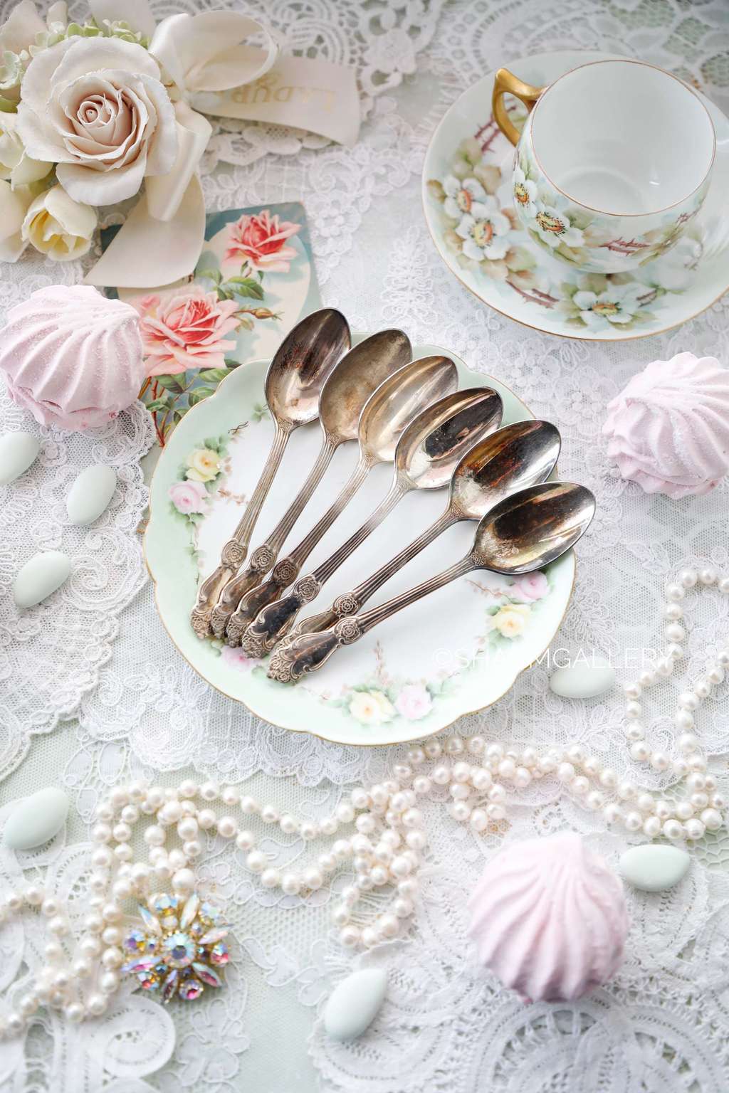 Чайные ложки «Серебряная Роза» №72, мельхиор с серебрением, Кольчугино.
