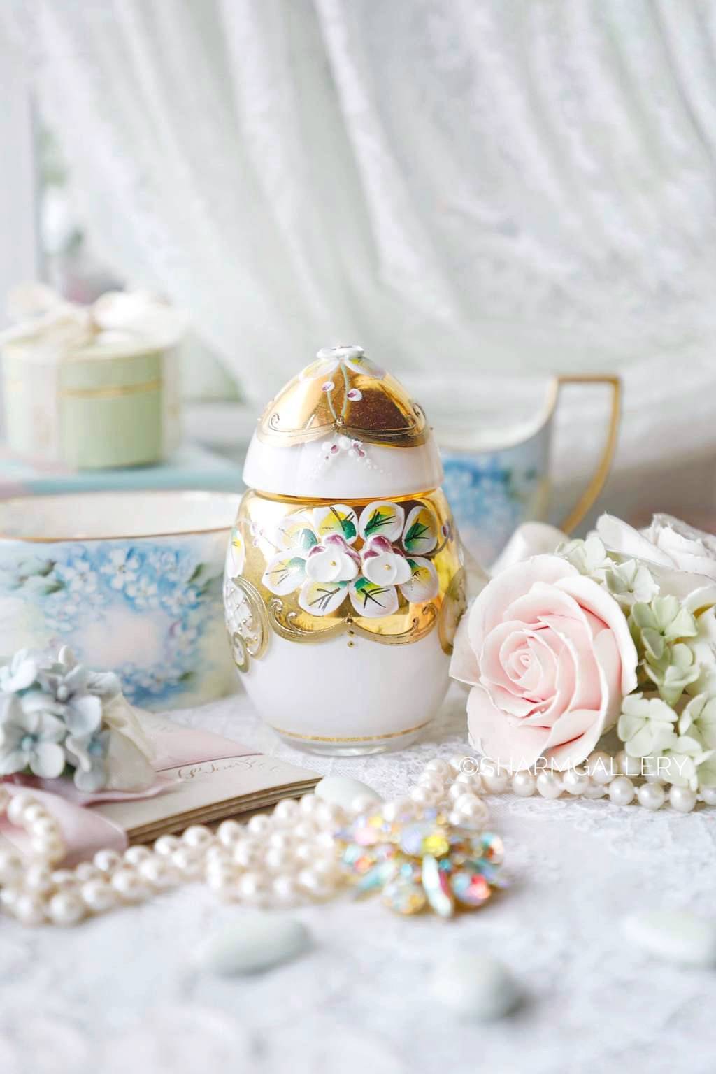 Яйцо Шкатулка богемское стекло, золото, 12см., Чехословакия, Bohemia.