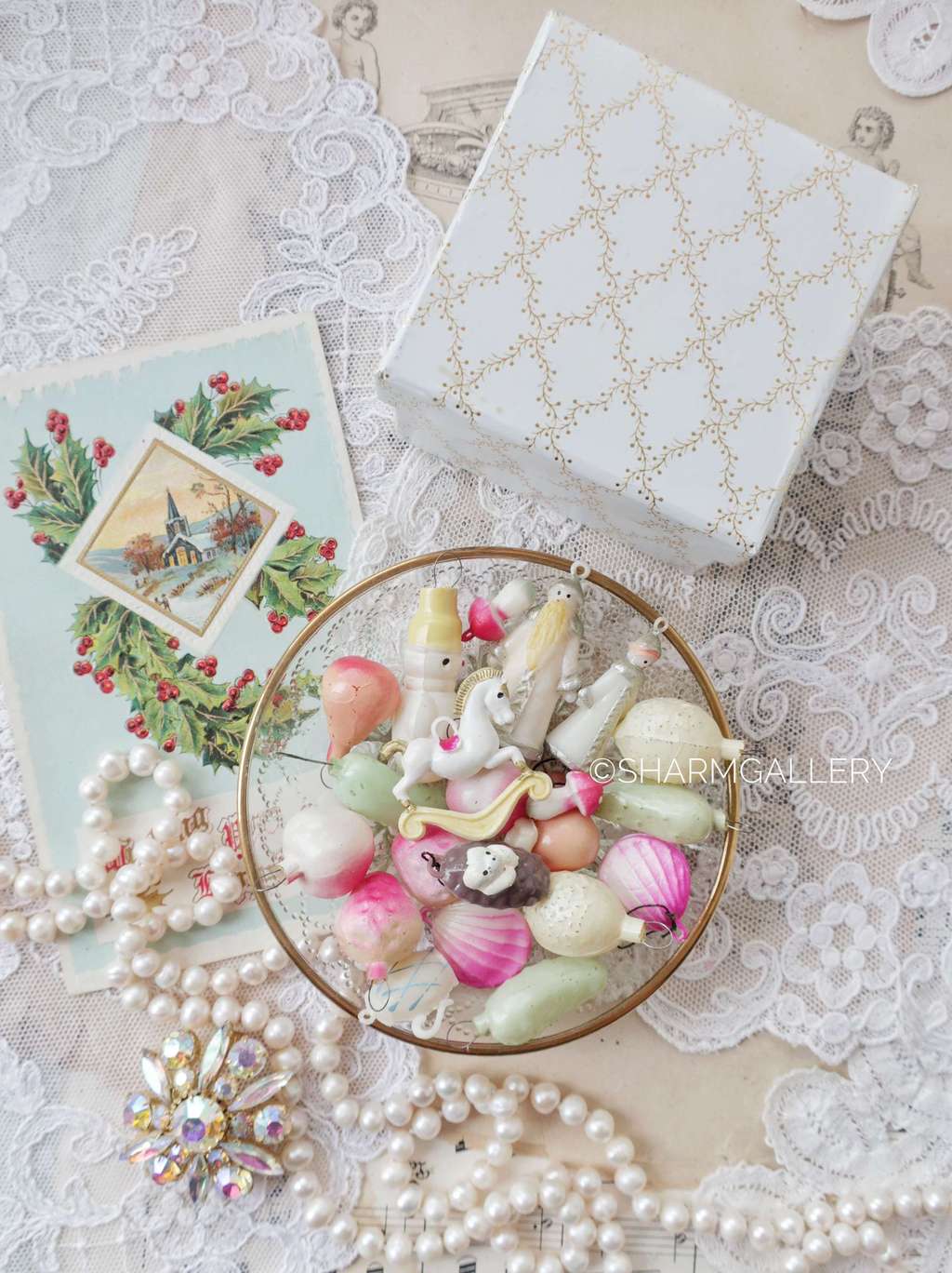 Набор елочных игрушек Малютка №71 редкие пастельные цвета! 22 игрушки, СССР.