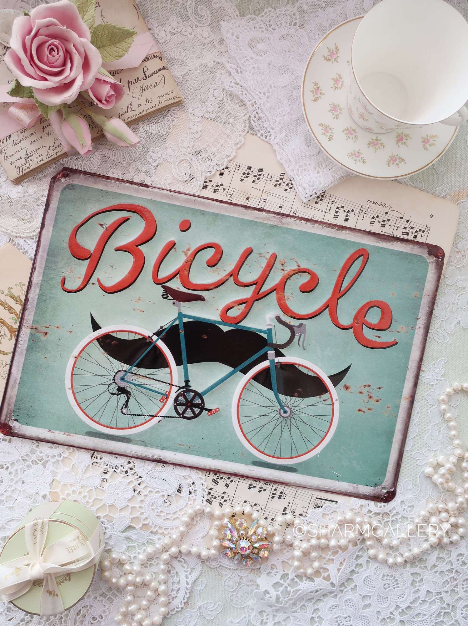 Табличка - вывеска в ретро стиле «Усы», 30х20см. "Nostalgic-Art" металл, Германия.