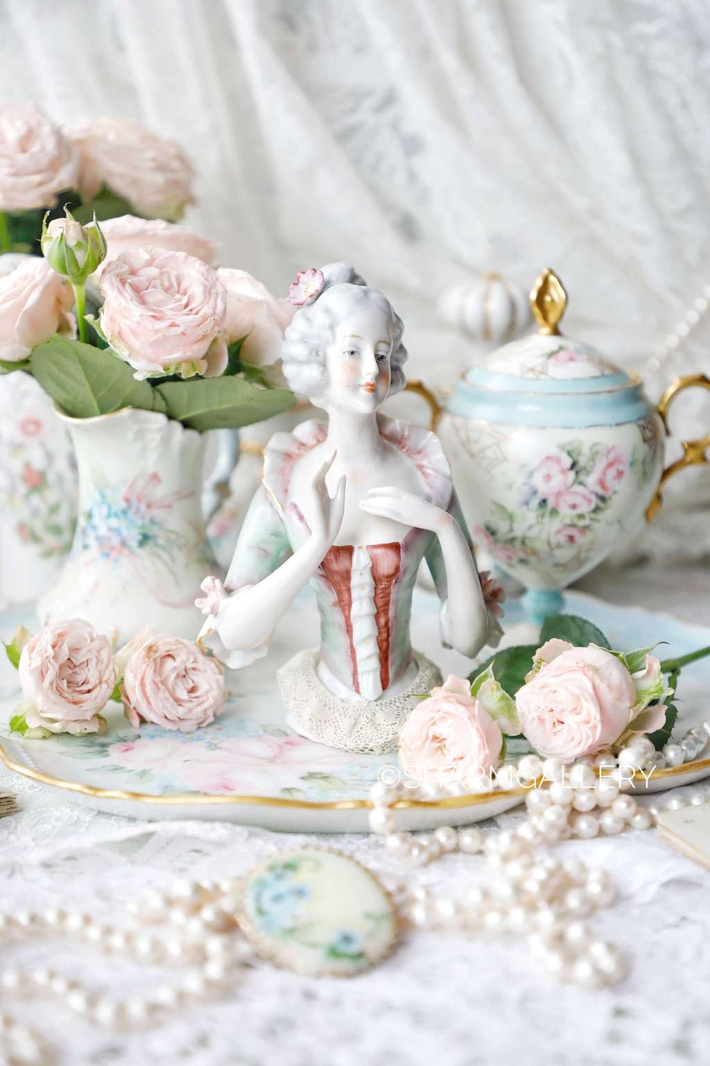 Антикварная большая Half doll половинка куклы 14,5см. Фарфор, Германия.