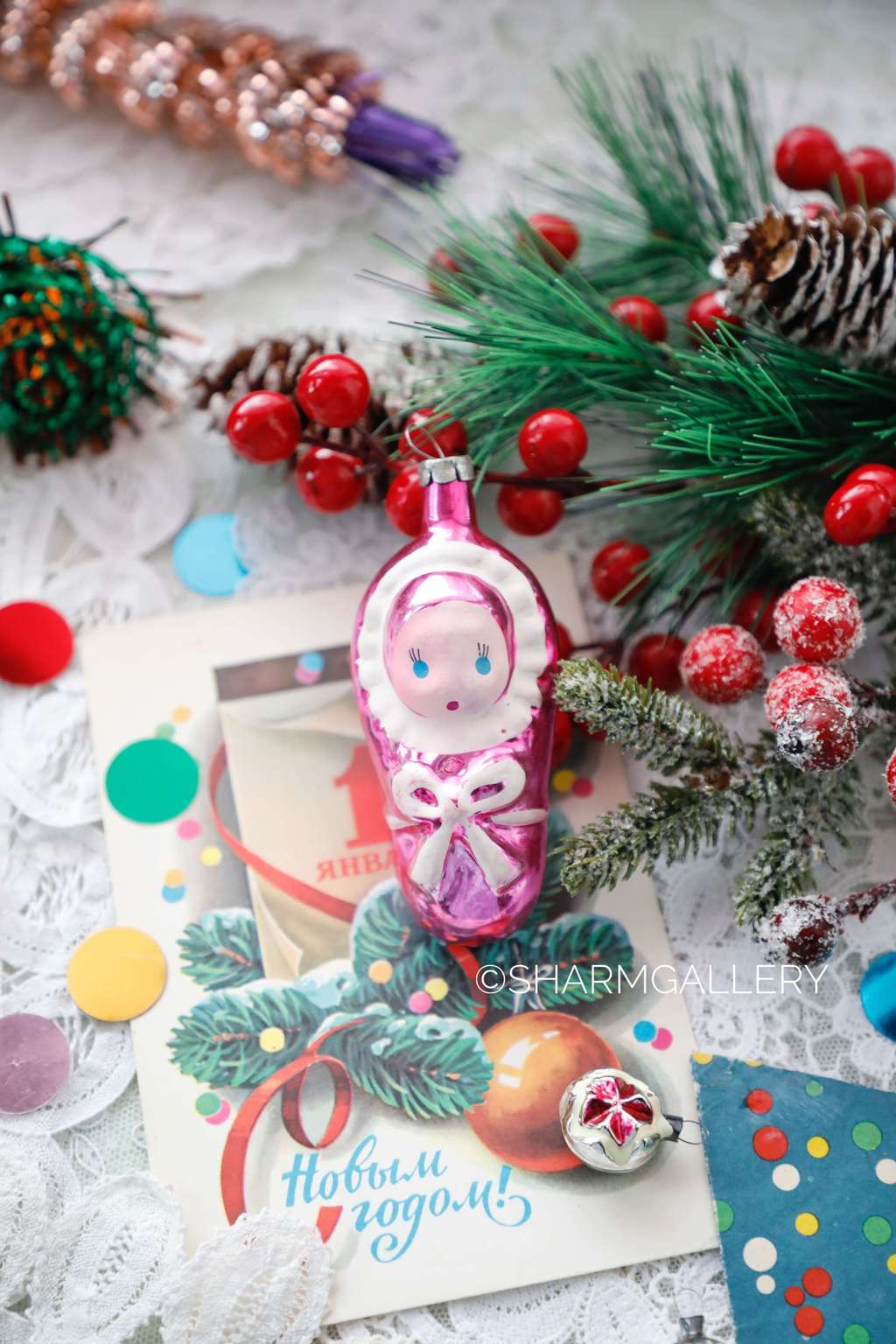 Младенец/Пеленашка №30 елочная игрушка, стекло СССР.