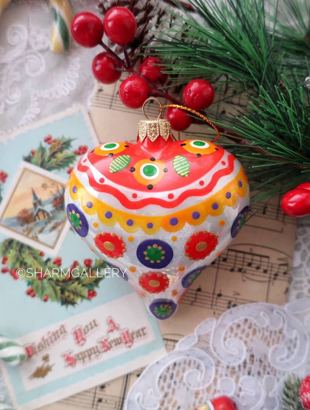 Ёлочная игрушка Сердце ""ВЕСЕЛЫЙ ПЕРЕПОЛОХ". Фабрика «Ариель» Нижний Новгород.