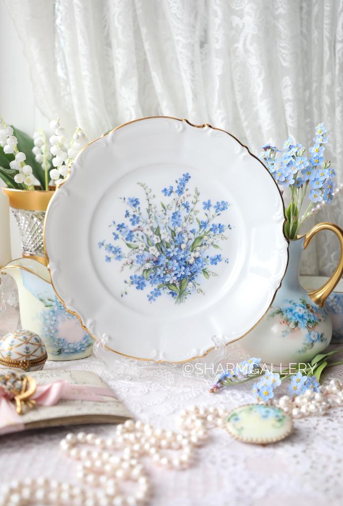 Настенная тарелка Незабудки и Ландыши, 21см. Фарфор, Hutschenreuther, Германия.