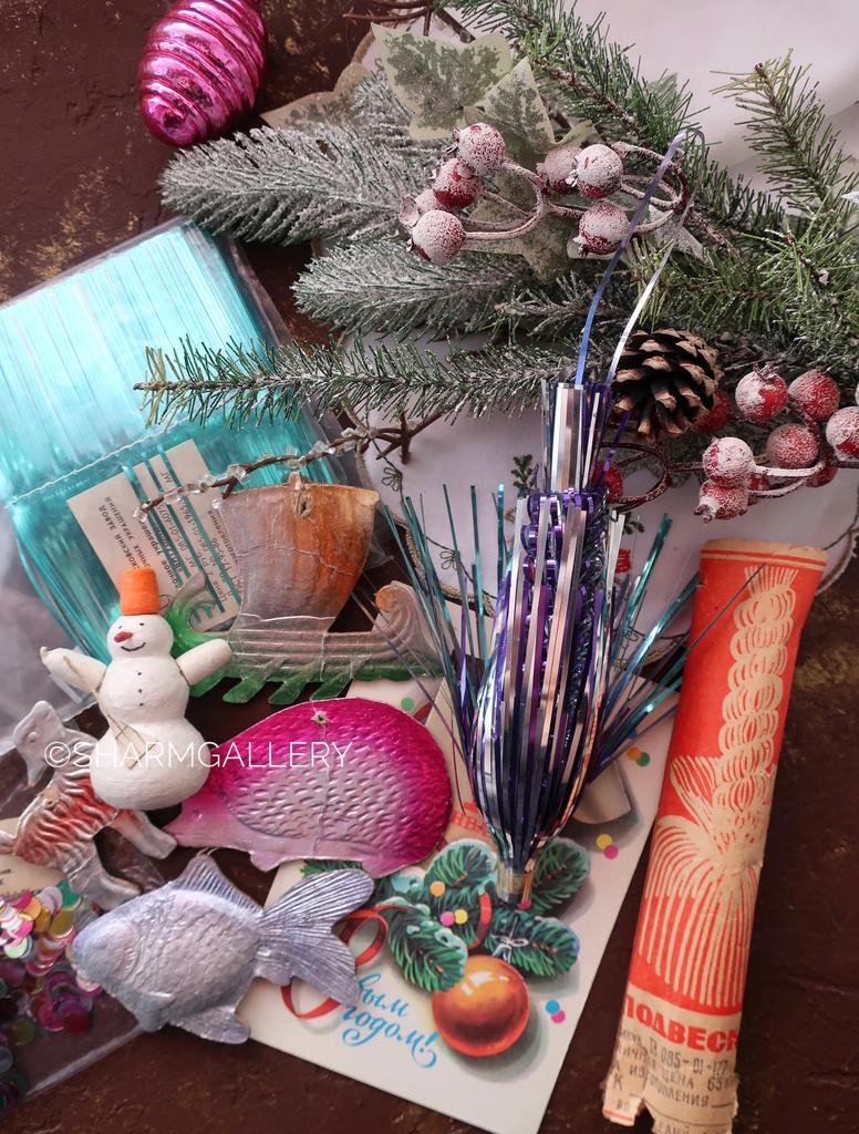 Набор №188 винтажных елочных украшений "С Новым Годом" СССР.