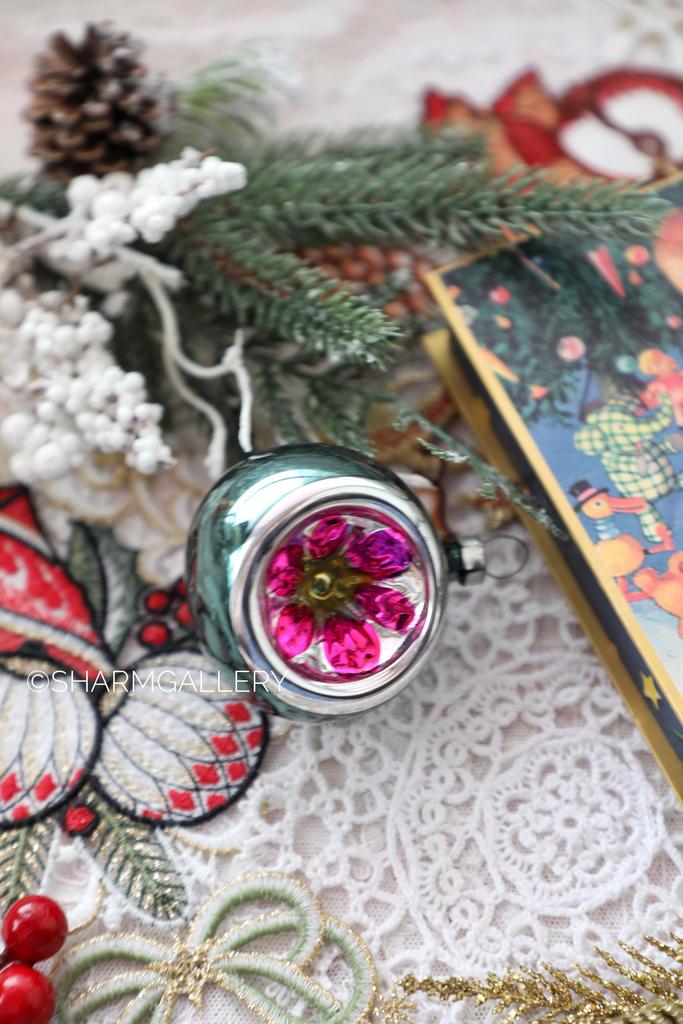 Шарик - Прожектор. №16. Елочная игрушка ГДР тонкое стекло.