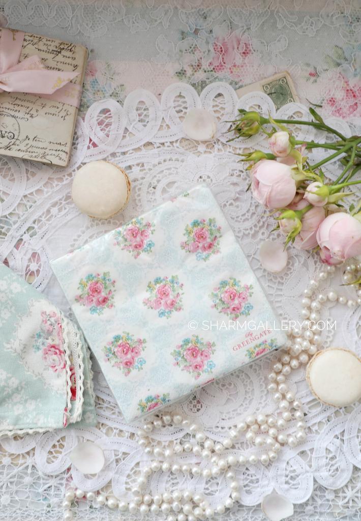 Набор бумажных салфеток «Oliva pale blue mini», в упаковке 20шт, Дания GreenGate.