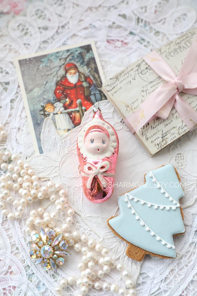 Младенец/Пеленашка розовый №35 елочная игрушка, стекло СССР.