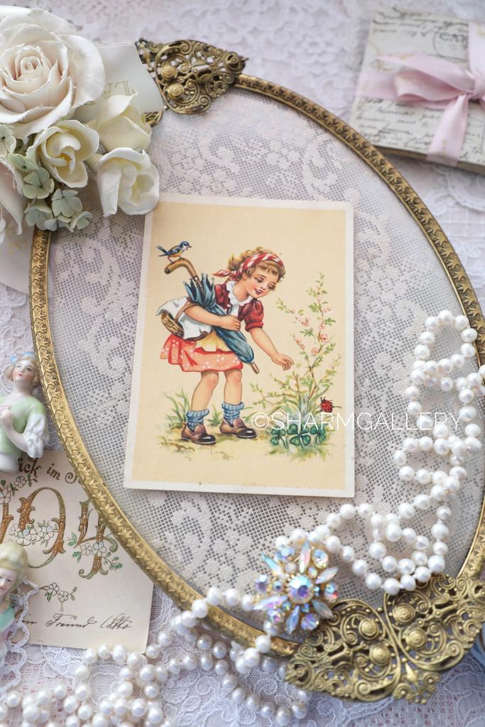 Старинная открытка №223 «Девочка с зонтиком» серия Дети, чистая. Германия