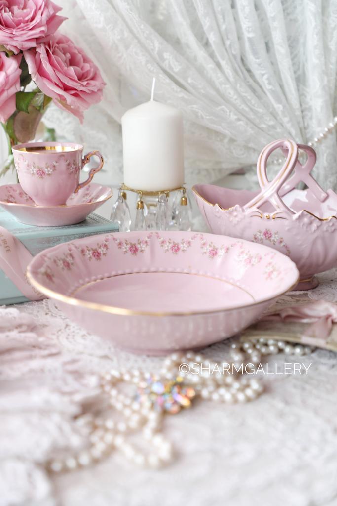 Уценка! Салатник 20см. «Розовая соната» розовый фарфор Leander Чехия.