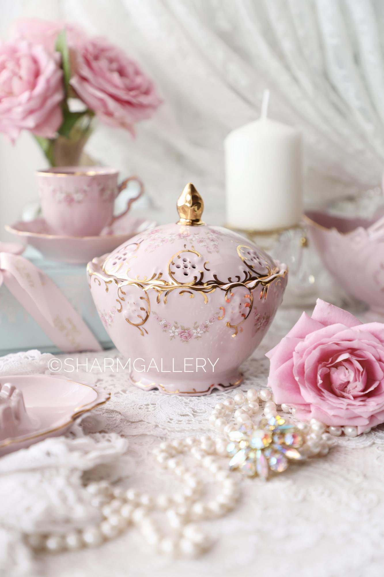 Шкатулка «Розовая соната» розовый фарфор Leander Чехия.