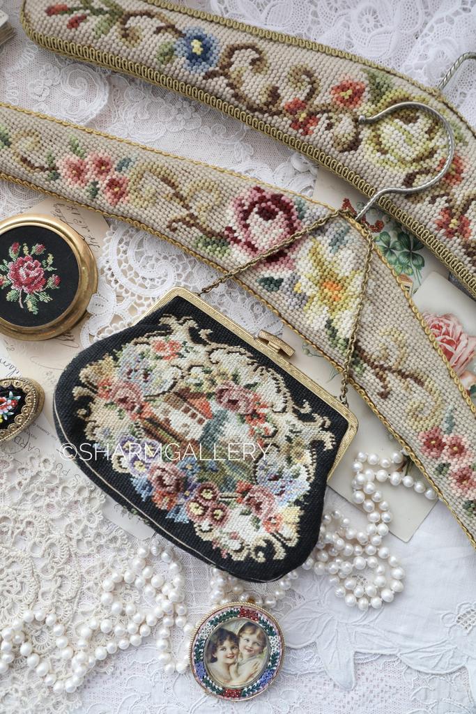 Старинная сумочка ридикюль гобелен шерсть, вышивка, Англия.