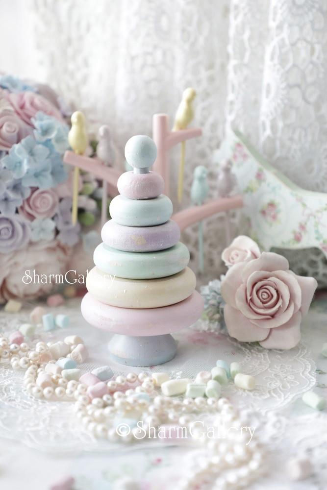 Деревянная декоративная игрушка, пирамидка "Маршмэллоу" ручная работа.